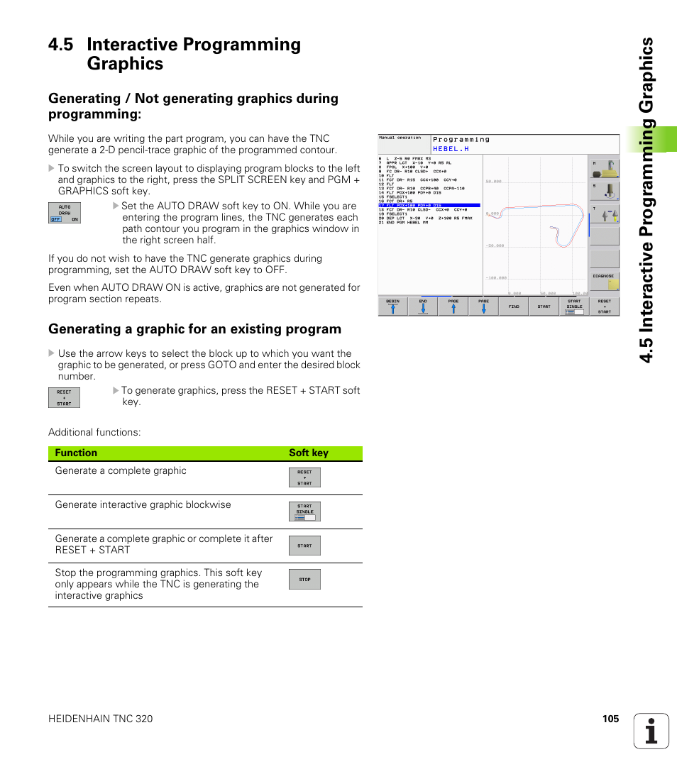5 interactive programming graphics, Generating a graphic for an existing program | HEIDENHAIN TNC 320 (340 55x-03) User Manual | Page 105 / 525