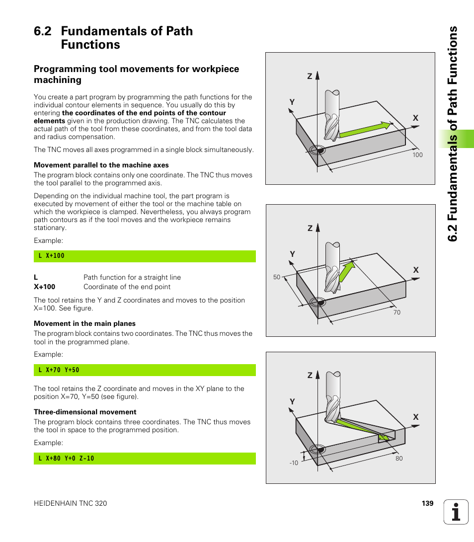 2 fundamentals of path functions, Programming tool movements for workpiece machining | HEIDENHAIN TNC 320 (340 55x-03) User Manual | Page 139 / 525