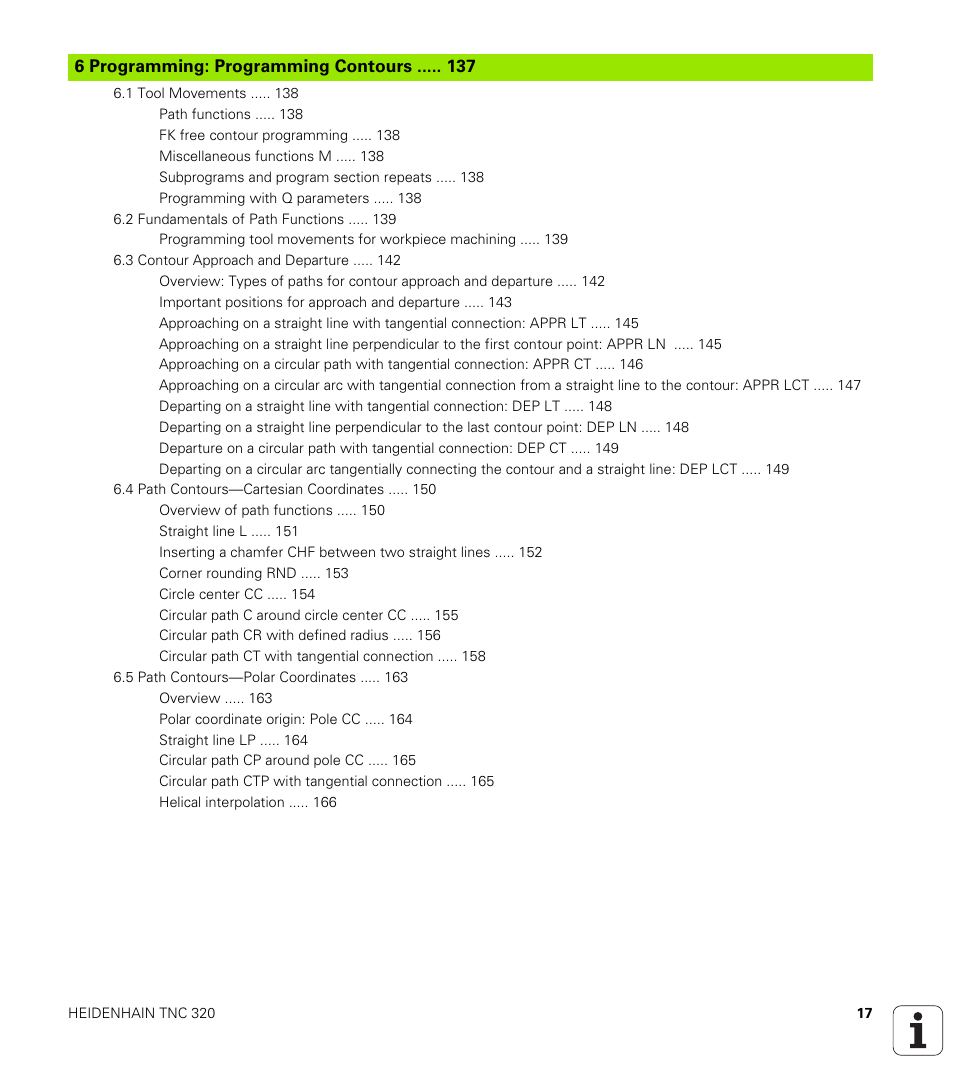 6 programming: programming contours, Programming: programming contours | HEIDENHAIN TNC 320 (340 55x-03) User Manual | Page 17 / 525