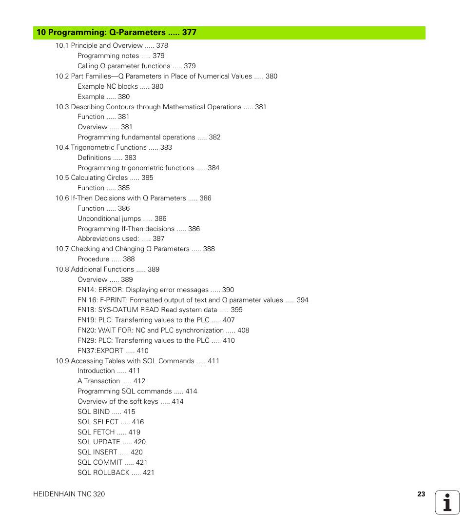 10 programming: q-parameters, Programming: q parameters | HEIDENHAIN TNC 320 (340 55x-03) User Manual | Page 23 / 525