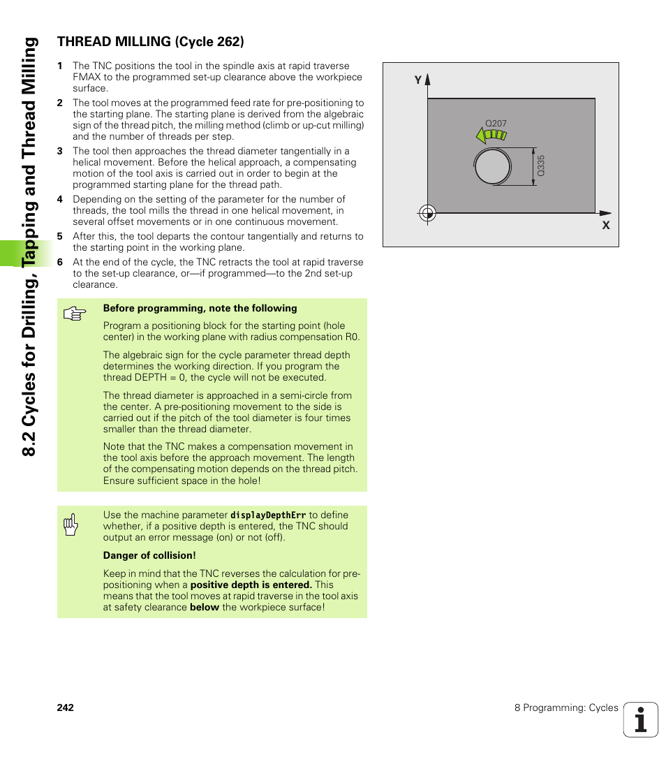 Thread milling (cycle 262) | HEIDENHAIN TNC 320 (340 55x-03) User Manual | Page 242 / 525