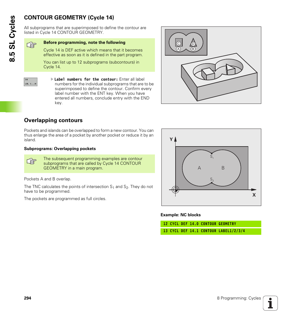 Contour geometry (cycle 14), Overlapping contours, 5 sl cy cles | HEIDENHAIN TNC 320 (340 55x-03) User Manual | Page 294 / 525