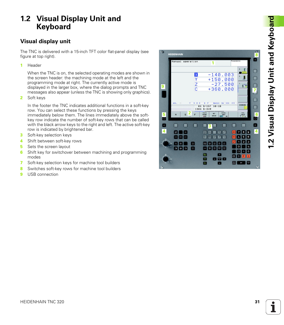 2 visual display unit and keyboard, Visual display unit | HEIDENHAIN TNC 320 (340 55x-03) User Manual | Page 31 / 525