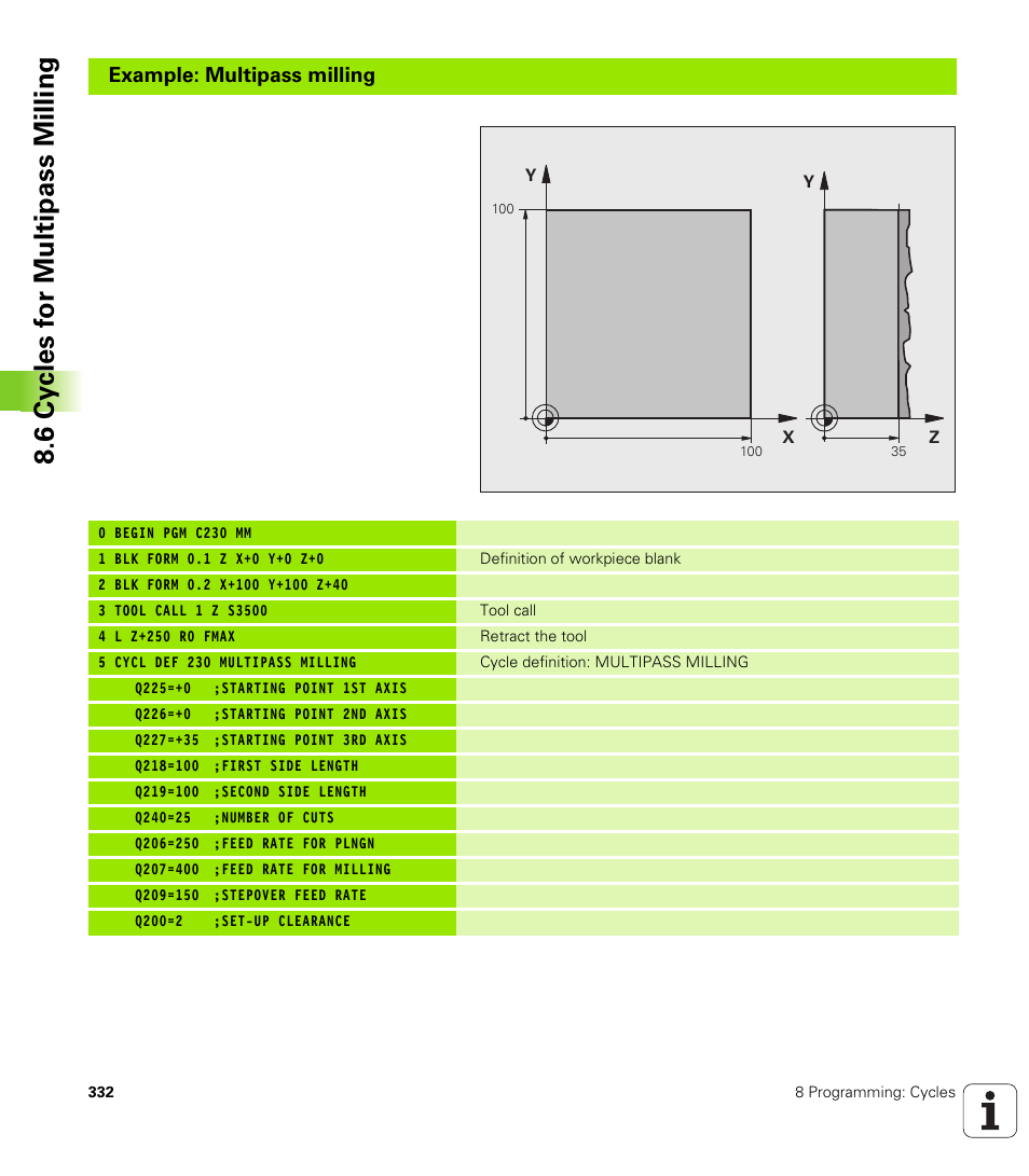 Example: multipass milling | HEIDENHAIN TNC 320 (340 55x-03) User Manual | Page 332 / 525