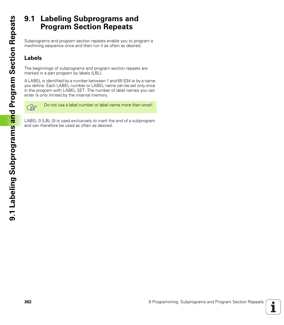 1 labeling subprograms and program section repeats, Labels | HEIDENHAIN TNC 320 (340 55x-03) User Manual | Page 362 / 525