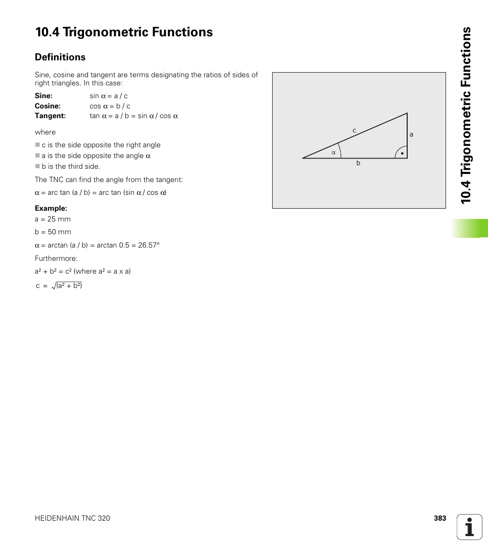 4 trigonometric functions, Definitions | HEIDENHAIN TNC 320 (340 55x-03) User Manual | Page 383 / 525
