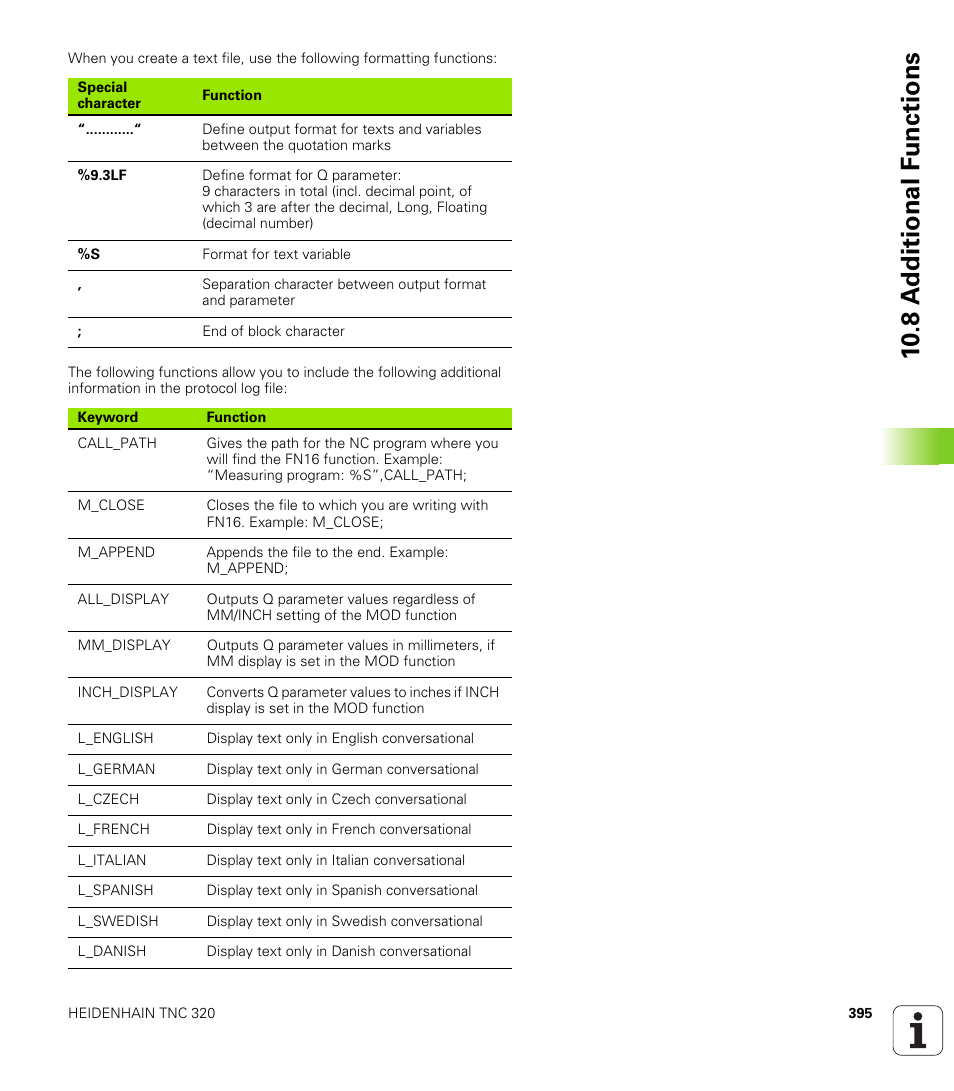 10 .8 a d ditional f unctions | HEIDENHAIN TNC 320 (340 55x-03) User Manual | Page 395 / 525