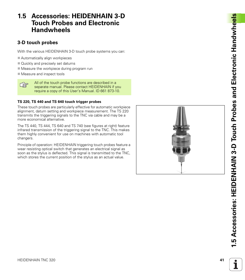 D touch probes | HEIDENHAIN TNC 320 (340 55x-03) User Manual | Page 41 / 525