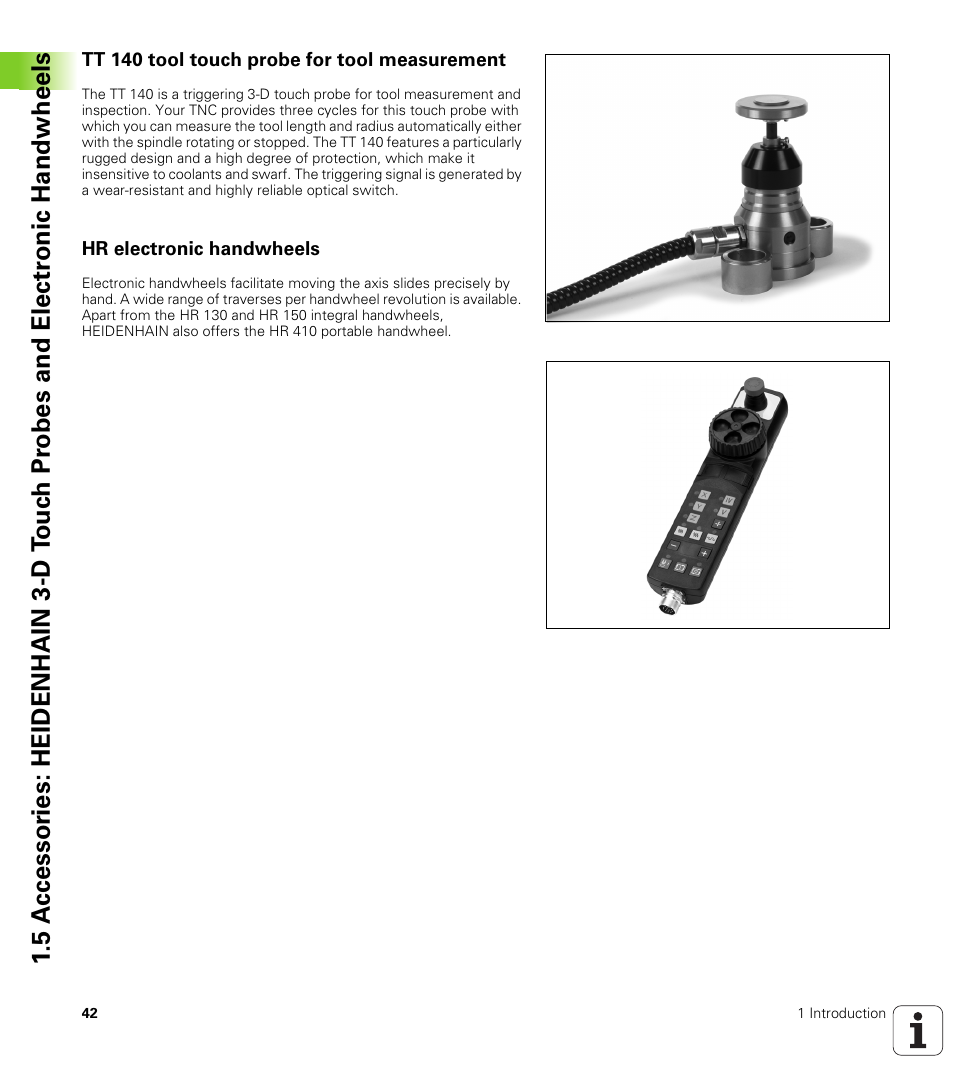 Tt 140 tool touch probe for tool measurement, Hr electronic handwheels | HEIDENHAIN TNC 320 (340 55x-03) User Manual | Page 42 / 525