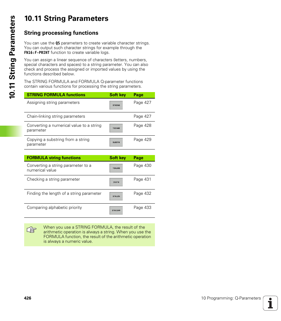 11 string parameters, String processing functions | HEIDENHAIN TNC 320 (340 55x-03) User Manual | Page 426 / 525
