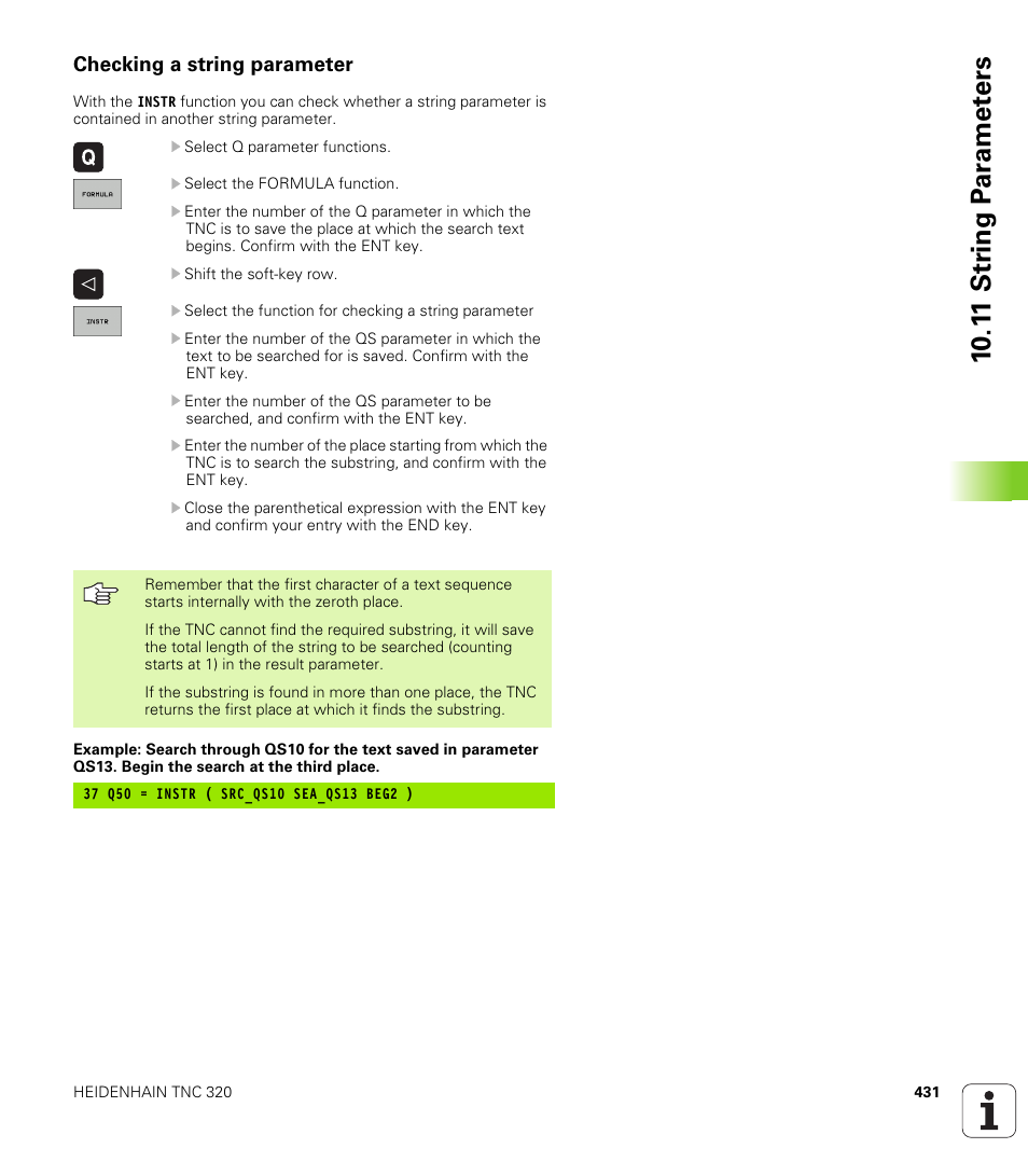 Checking a string parameter, 10 .1 1 str ing p a ra met e rs | HEIDENHAIN TNC 320 (340 55x-03) User Manual | Page 431 / 525