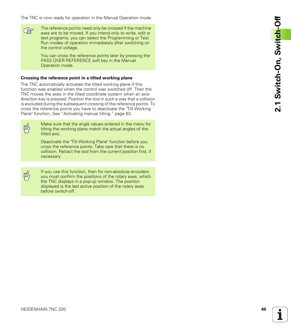1 s w itc h -on, s w itc h -of f | HEIDENHAIN TNC 320 (340 55x-03) User Manual | Page 45 / 525