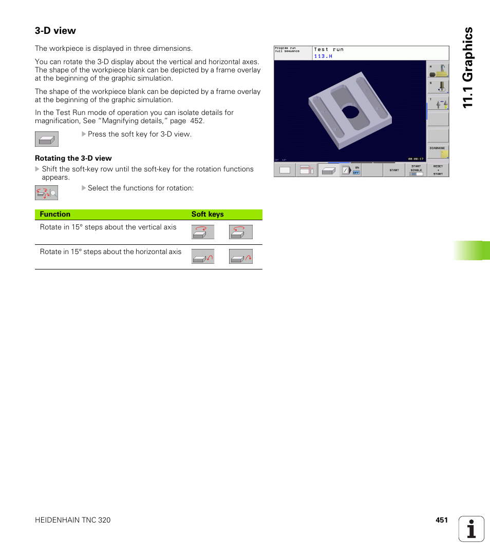 D view, 1 gr aphics | HEIDENHAIN TNC 320 (340 55x-03) User Manual | Page 451 / 525