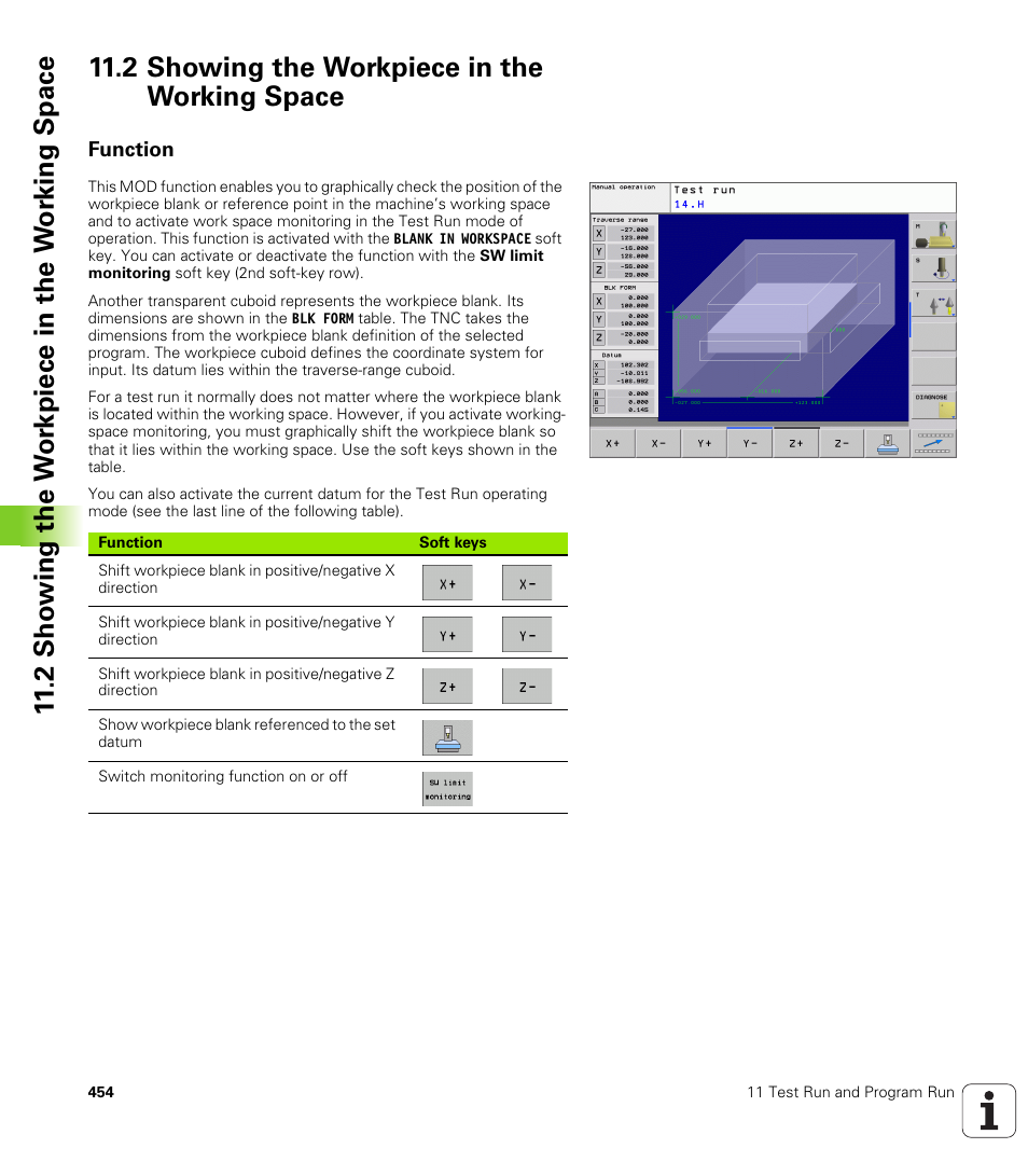 2 showing the workpiece in the working space, Function | HEIDENHAIN TNC 320 (340 55x-03) User Manual | Page 454 / 525