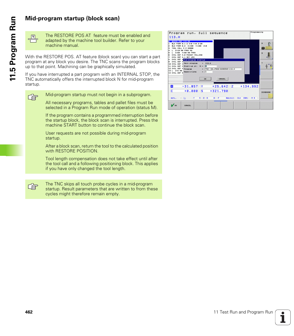 Mid-program startup (block scan), 5 pr ogr am run | HEIDENHAIN TNC 320 (340 55x-03) User Manual | Page 462 / 525