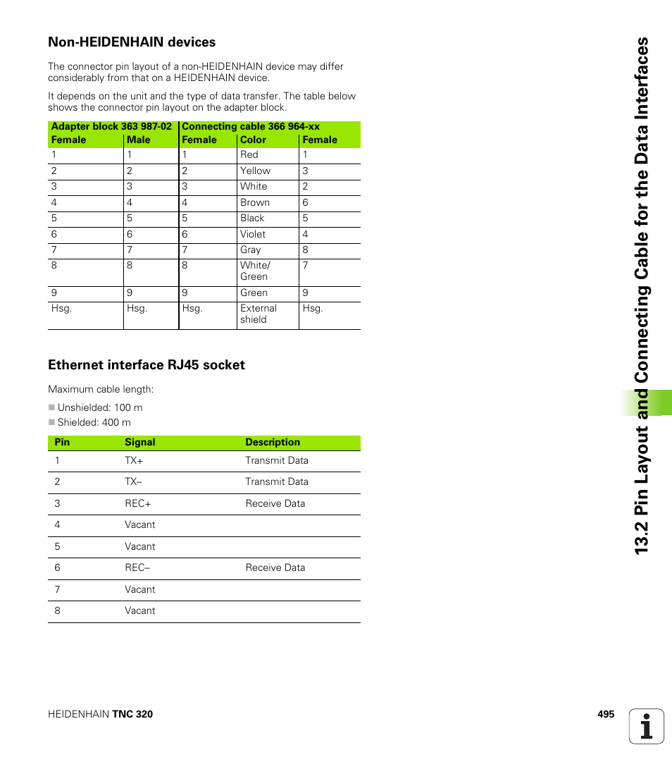 Non-heidenhain devices, Ethernet interface rj45 socket | HEIDENHAIN TNC 320 (340 55x-03) User Manual | Page 495 / 525