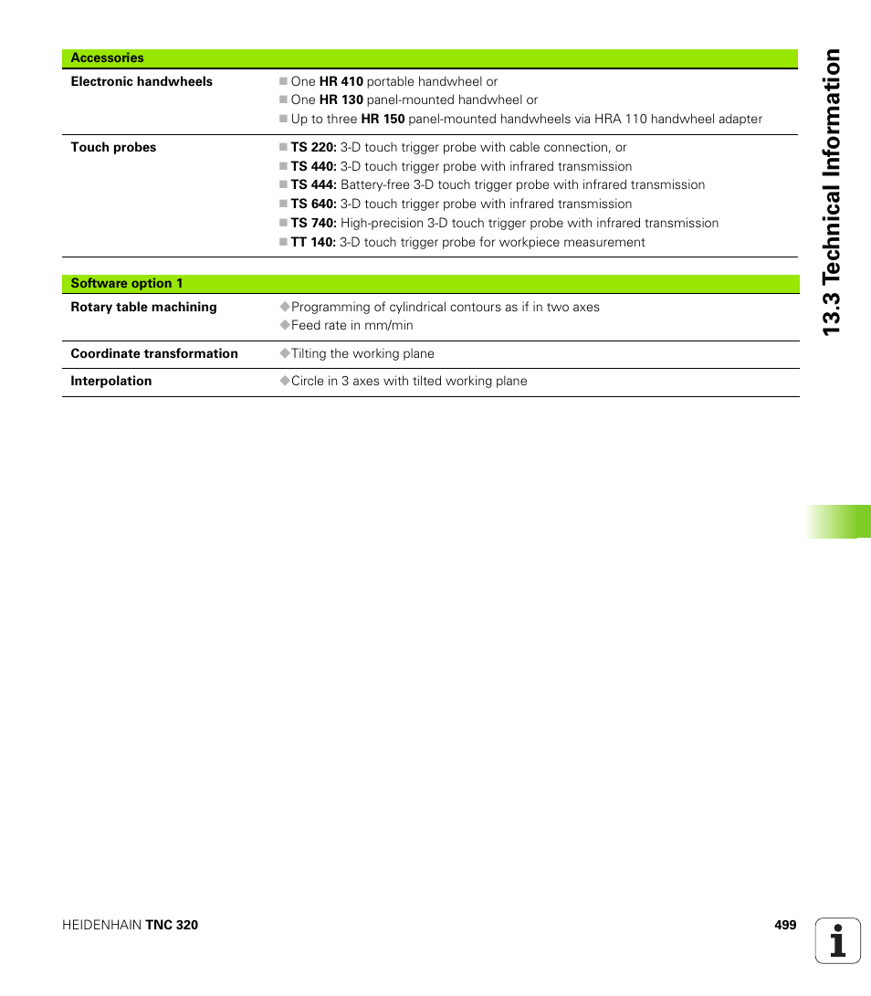 3 t e c hnical inf o rm ation | HEIDENHAIN TNC 320 (340 55x-03) User Manual | Page 499 / 525
