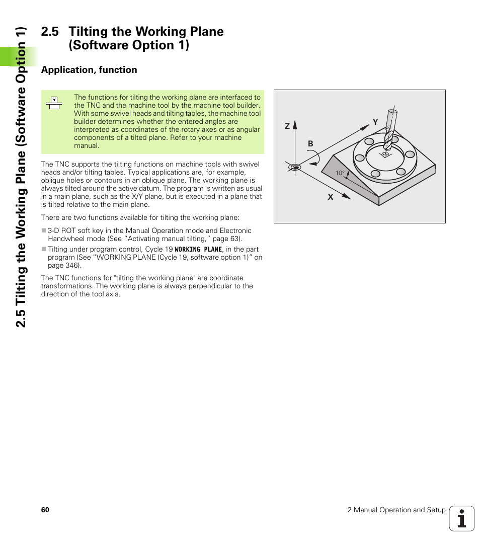 5 tilting the working plane (software option 1), Application, function | HEIDENHAIN TNC 320 (340 55x-03) User Manual | Page 60 / 525