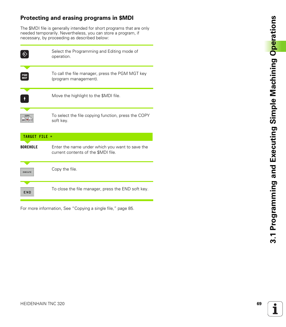Protecting and erasing programs in $mdi | HEIDENHAIN TNC 320 (340 55x-03) User Manual | Page 69 / 525