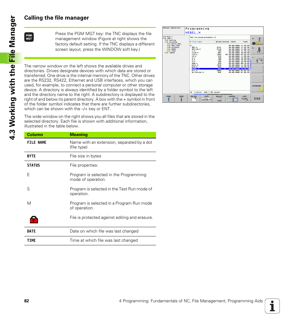 Calling the file manager, 3 w o rk ing with the file manag e r | HEIDENHAIN TNC 320 (340 55x-03) User Manual | Page 82 / 525