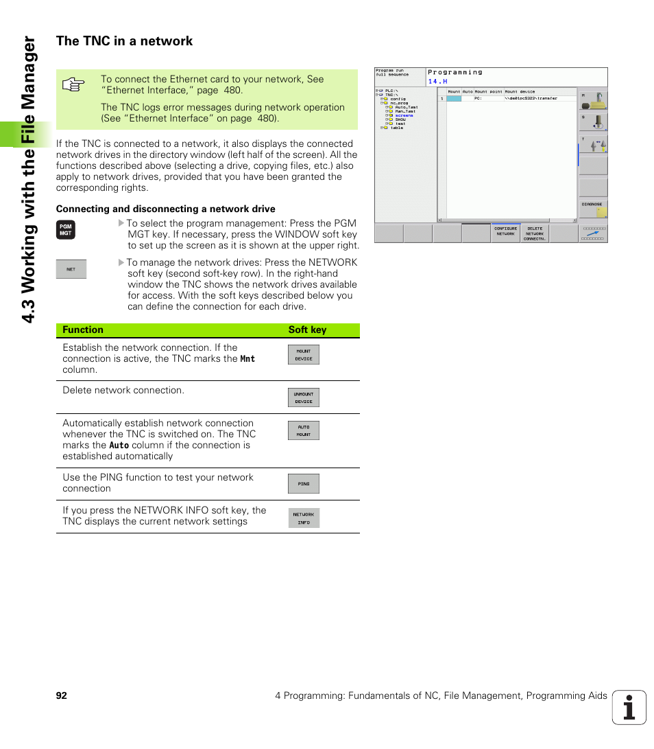 The tnc in a network, 3 w o rk ing with the file manag e r | HEIDENHAIN TNC 320 (340 55x-03) User Manual | Page 92 / 525