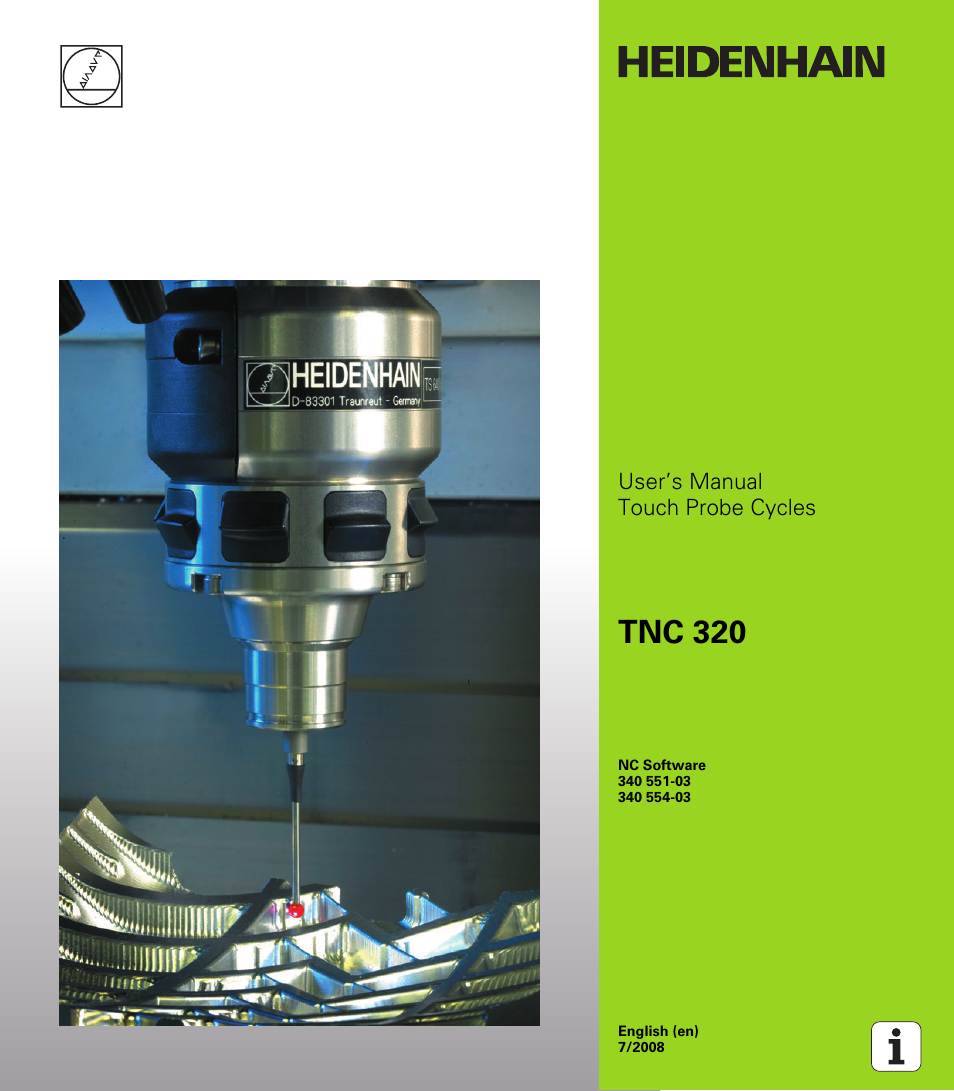 HEIDENHAIN TNC 320 (340 55x-03) Touch Probe Cycles User Manual | 165 pages