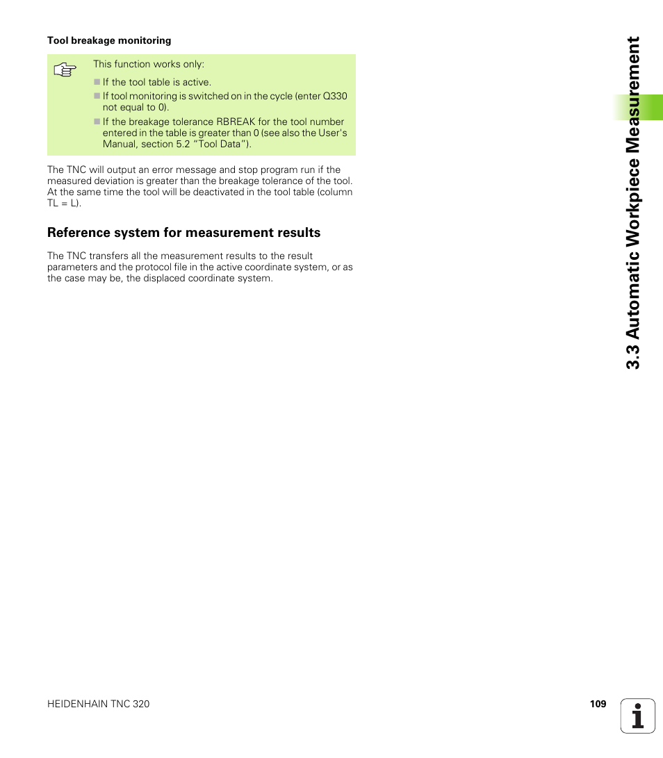 Reference system for measurement results, 3 a u to matic w o rk piece measur ement | HEIDENHAIN TNC 320 (340 55x-03) Touch Probe Cycles User Manual | Page 109 / 165