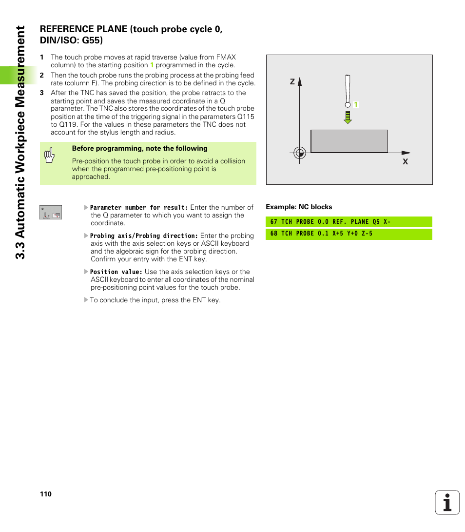 3 a u to matic w o rk piece measur ement | HEIDENHAIN TNC 320 (340 55x-03) Touch Probe Cycles User Manual | Page 110 / 165