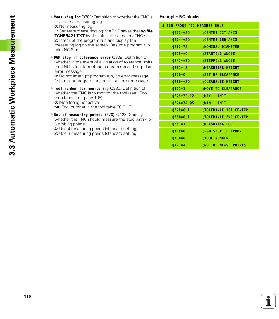 3 a u to matic w o rk piece measur ement | HEIDENHAIN TNC 320 (340 55x-03) Touch Probe Cycles User Manual | Page 116 / 165
