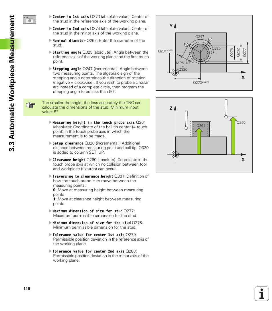 3 a u to matic w o rk piece measur ement | HEIDENHAIN TNC 320 (340 55x-03) Touch Probe Cycles User Manual | Page 118 / 165