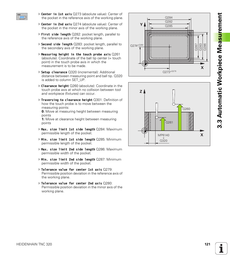 3 a u to matic w o rk piece measur ement | HEIDENHAIN TNC 320 (340 55x-03) Touch Probe Cycles User Manual | Page 121 / 165