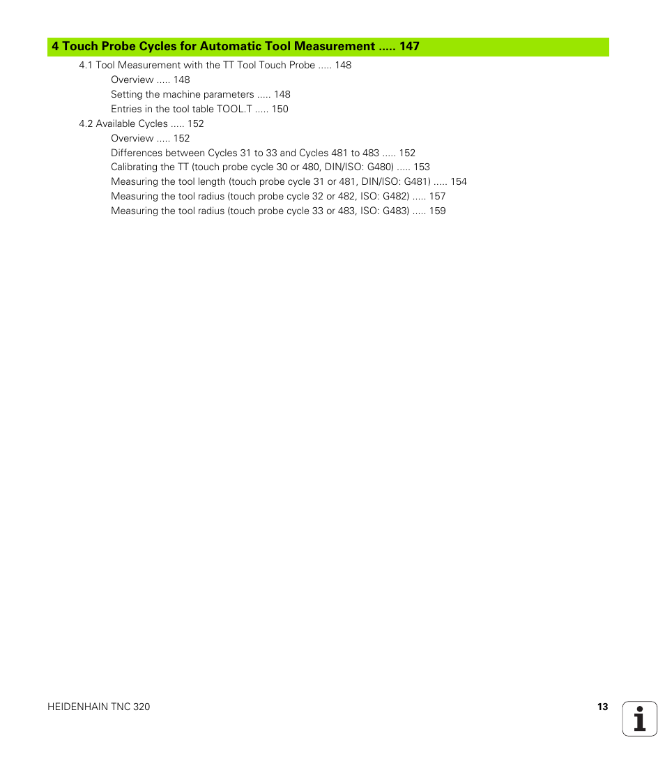 Touch probe cycles for automatic tool measurement | HEIDENHAIN TNC 320 (340 55x-03) Touch Probe Cycles User Manual | Page 13 / 165