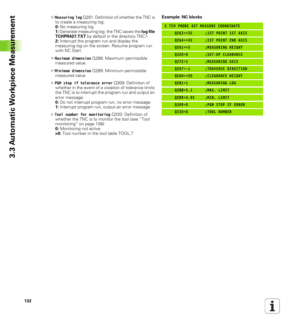 3 a u to matic w o rk piece measur ement | HEIDENHAIN TNC 320 (340 55x-03) Touch Probe Cycles User Manual | Page 132 / 165