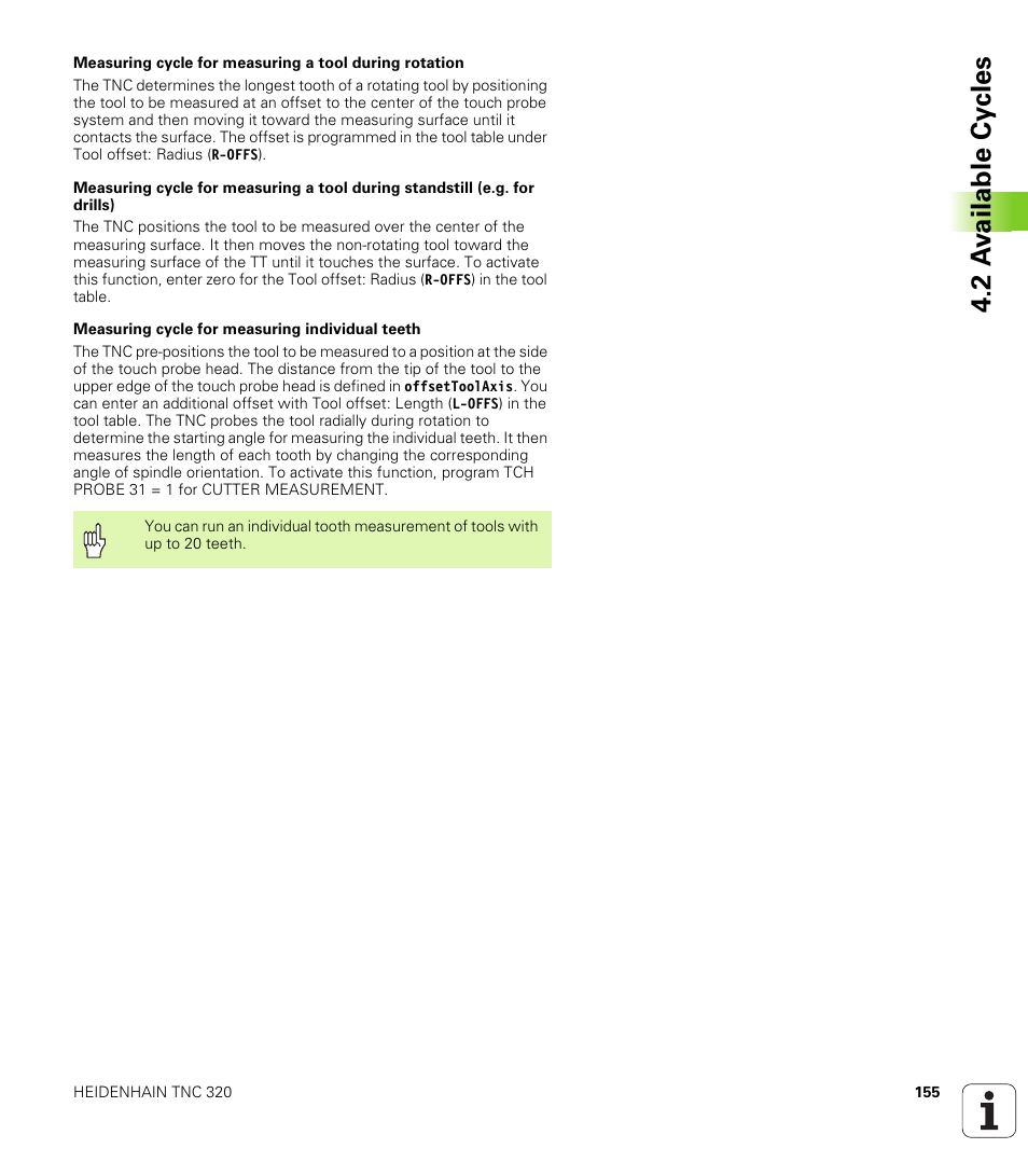 2 a v ailable cy cles | HEIDENHAIN TNC 320 (340 55x-03) Touch Probe Cycles User Manual | Page 155 / 165