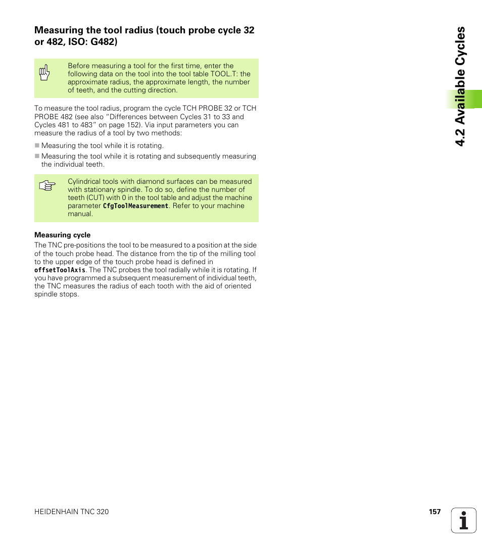 2 a v ailable cy cles | HEIDENHAIN TNC 320 (340 55x-03) Touch Probe Cycles User Manual | Page 157 / 165