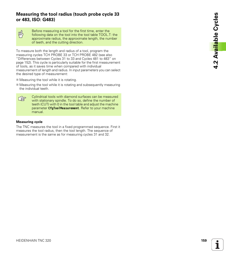 2 a v ailable cy cles | HEIDENHAIN TNC 320 (340 55x-03) Touch Probe Cycles User Manual | Page 159 / 165