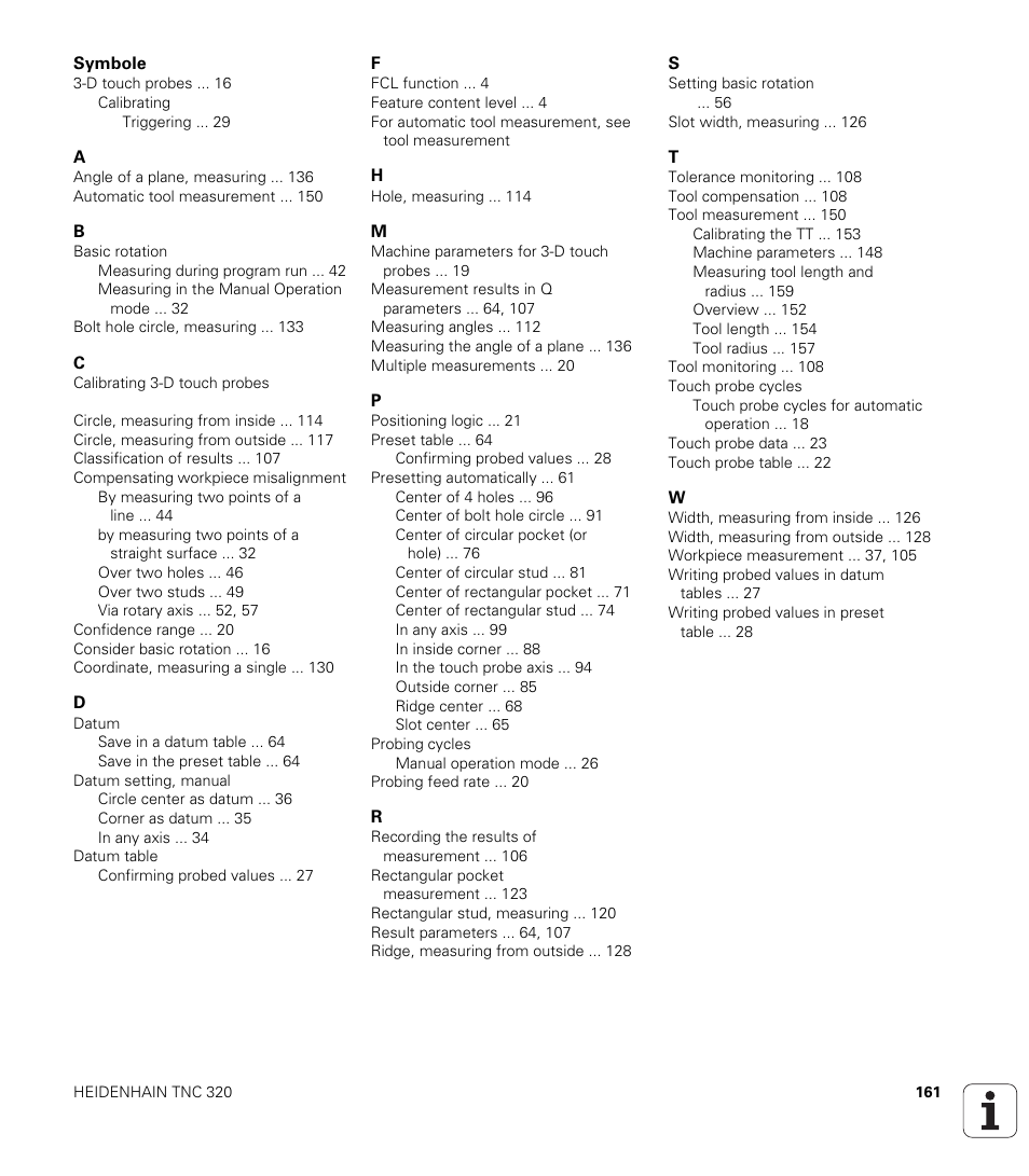 HEIDENHAIN TNC 320 (340 55x-03) Touch Probe Cycles User Manual | Page 161 / 165