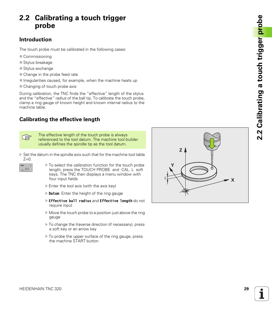2 calibrating a touch trigger probe, Introduction, Calibrating the effective length | HEIDENHAIN TNC 320 (340 55x-03) Touch Probe Cycles User Manual | Page 29 / 165
