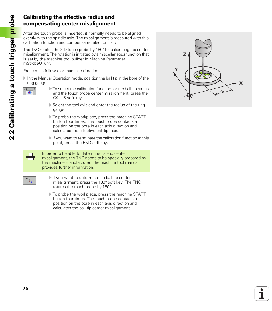 2 calibr a ting a t ouc h tr igg e r pr obe | HEIDENHAIN TNC 320 (340 55x-03) Touch Probe Cycles User Manual | Page 30 / 165