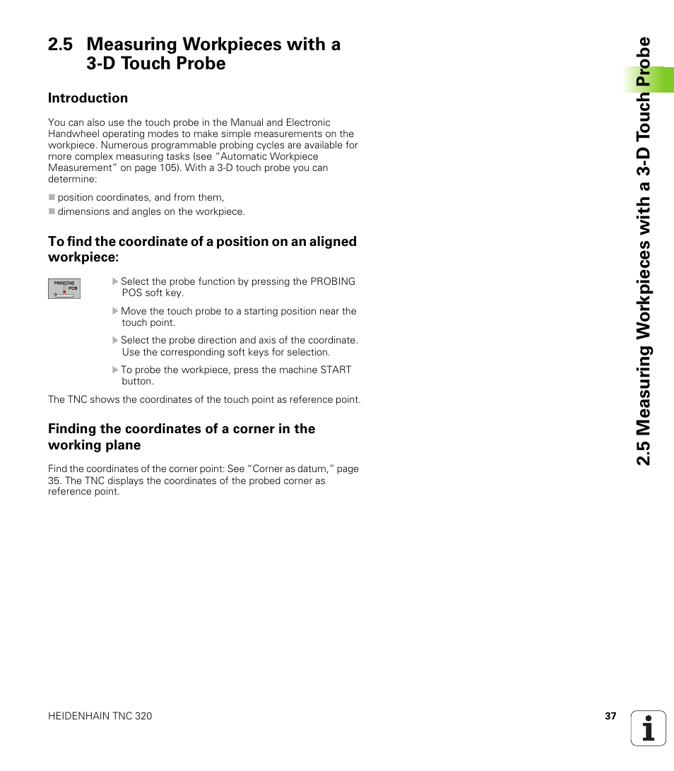 5 measuring workpieces with a 3-d touch probe, Introduction | HEIDENHAIN TNC 320 (340 55x-03) Touch Probe Cycles User Manual | Page 37 / 165