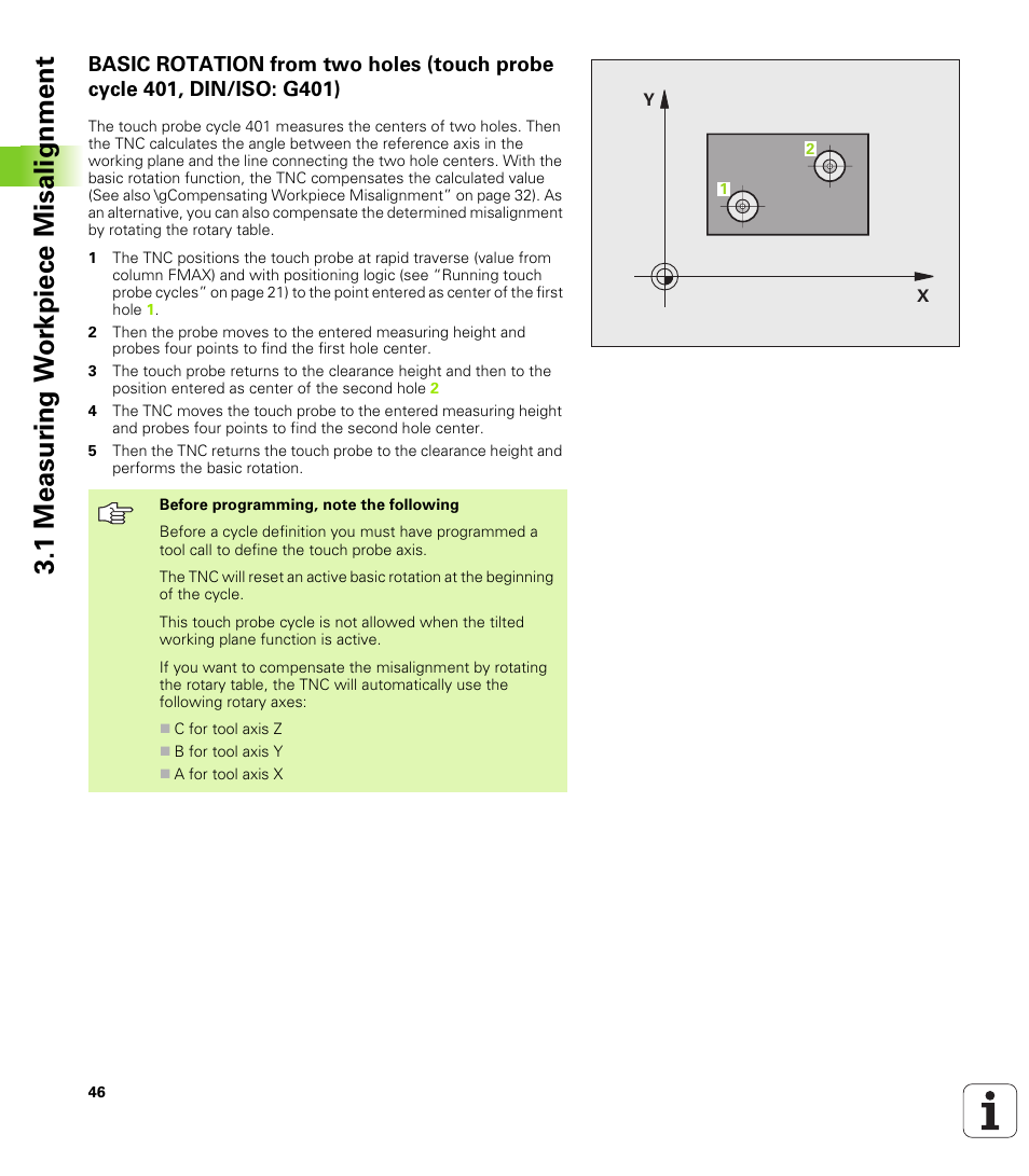 1 measur ing w o rk piece misalignment | HEIDENHAIN TNC 320 (340 55x-03) Touch Probe Cycles User Manual | Page 46 / 165
