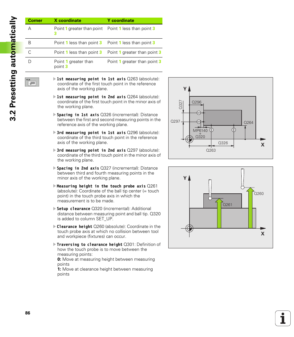 2 pr eset ting aut o matically | HEIDENHAIN TNC 320 (340 55x-03) Touch Probe Cycles User Manual | Page 86 / 165