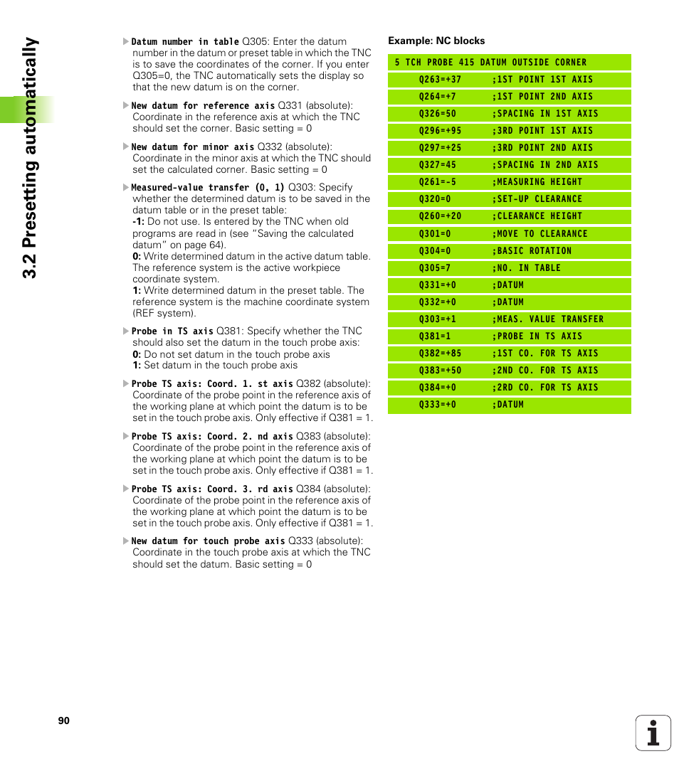 2 pr eset ting aut o matically | HEIDENHAIN TNC 320 (340 55x-03) Touch Probe Cycles User Manual | Page 90 / 165