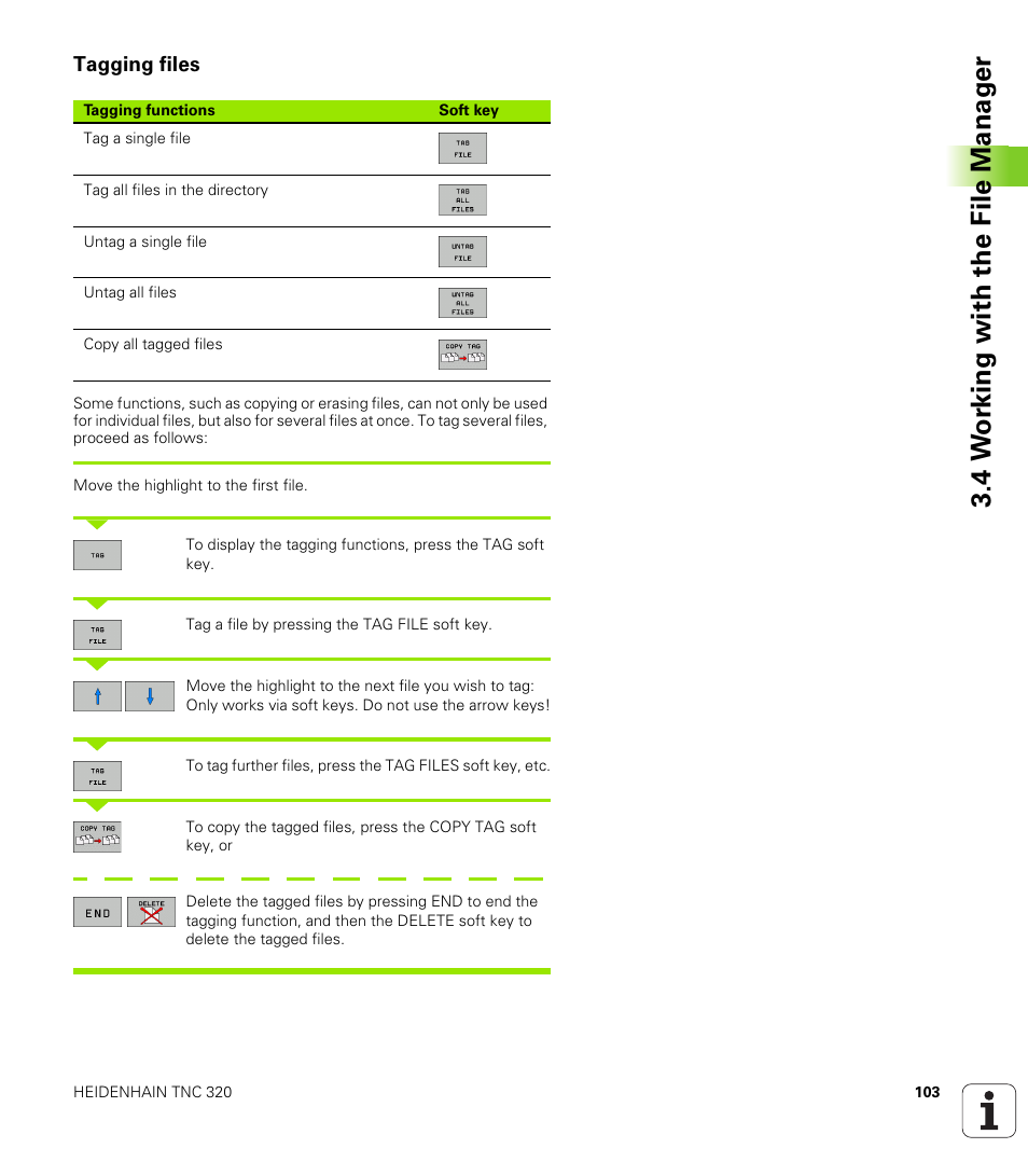Tagging files, 4 w o rk ing with the file manag e r | HEIDENHAIN TNC 320 (340 55x-04) User Manual | Page 103 / 497
