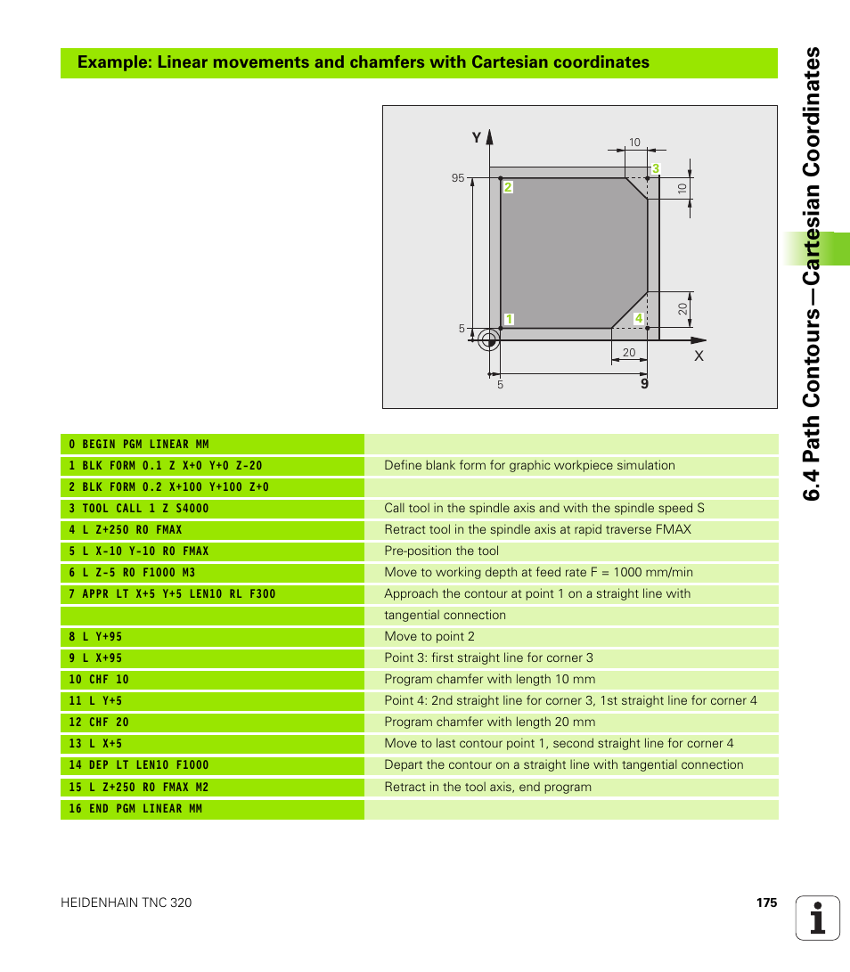 4 p a th cont ours—car te sian coor dinat e s | HEIDENHAIN TNC 320 (340 55x-04) User Manual | Page 175 / 497