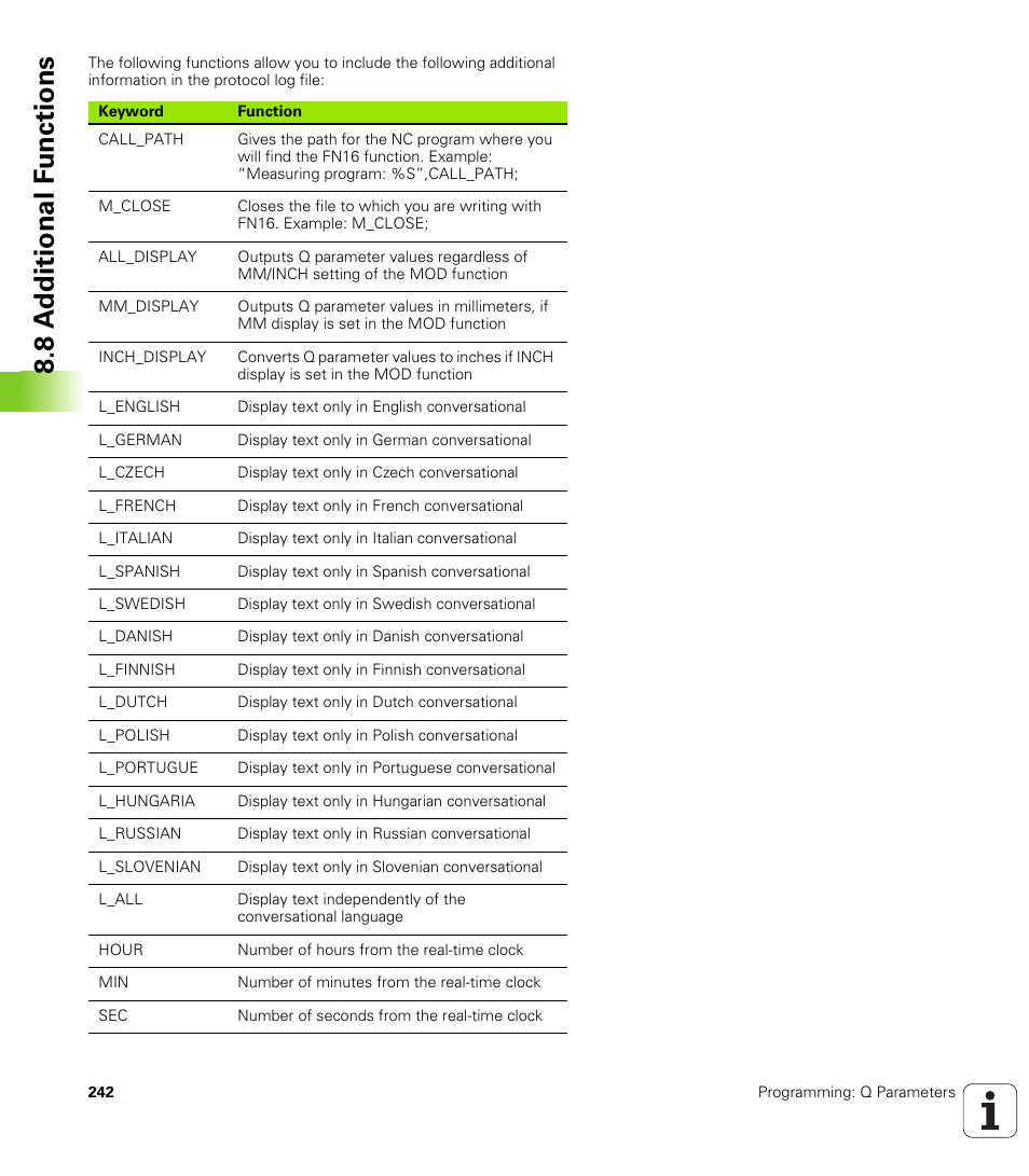 8 a d ditional f unctions | HEIDENHAIN TNC 320 (340 55x-04) User Manual | Page 242 / 497
