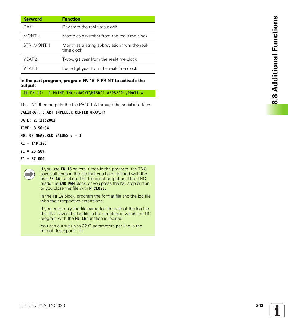 8 a d ditional f unctions | HEIDENHAIN TNC 320 (340 55x-04) User Manual | Page 243 / 497