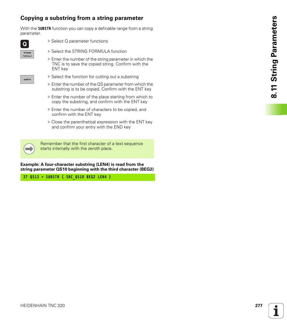 Copying a substring from a string parameter, 1 1 str ing p a ra met e rs | HEIDENHAIN TNC 320 (340 55x-04) User Manual | Page 277 / 497