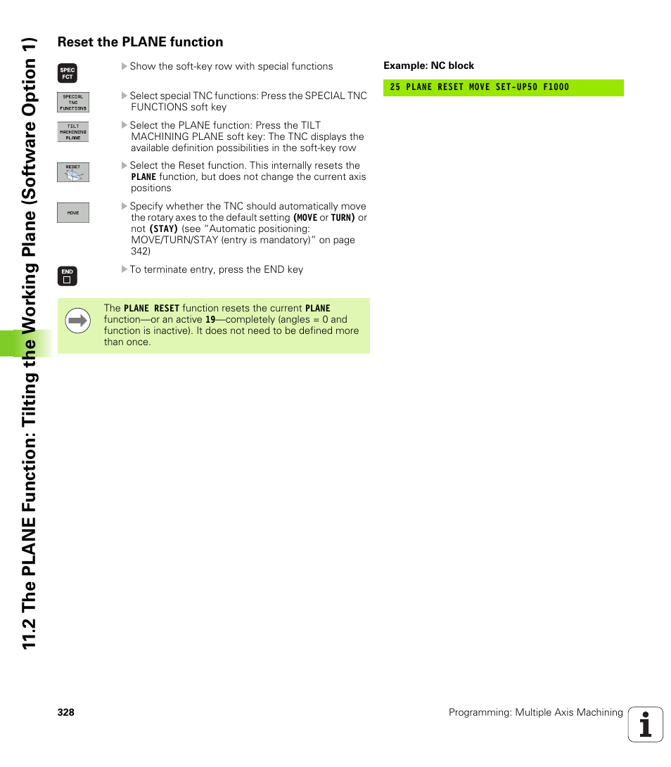 Reset the plane function | HEIDENHAIN TNC 320 (340 55x-04) User Manual | Page 328 / 497