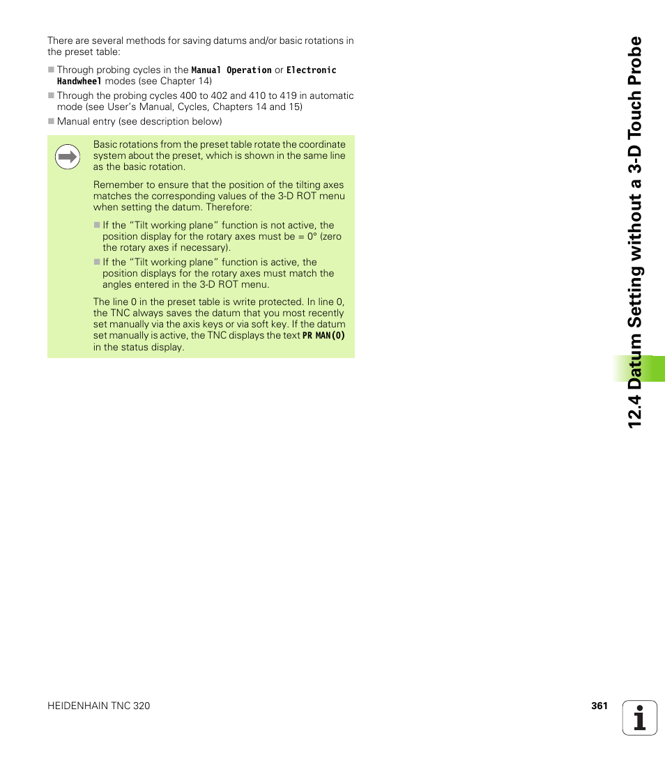 4 d a tu m set ting without a 3-d t o uc h pr obe | HEIDENHAIN TNC 320 (340 55x-04) User Manual | Page 361 / 497
